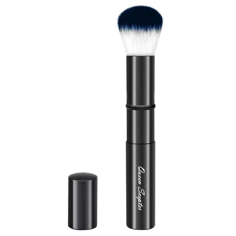 Queen Scepter Retractable Kabuki Makeup Brush, Travel Face Blush Brush, Portable Powder Brush with cap for Foundation, Color, Highlight, Contour, Blush, Flawless, Powder Cosmetics - Image 1